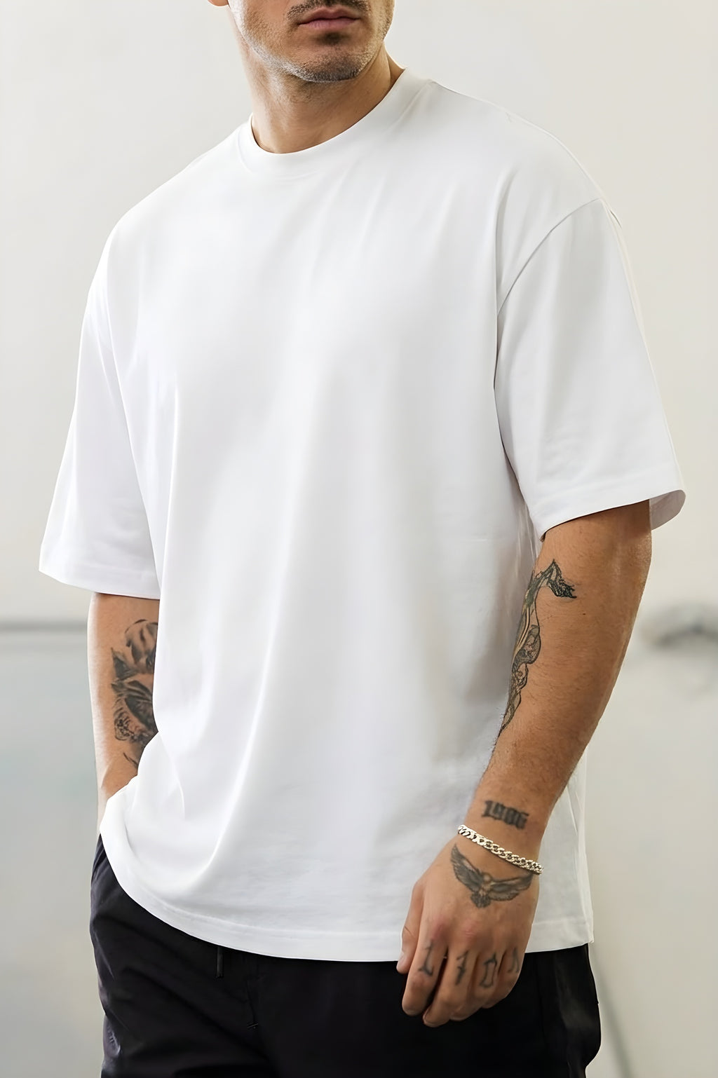 Erkek Ekru Beyaz I Can Fly Oversize Fit Bol Geniş Kalıp Salaş Kesim T-shirt