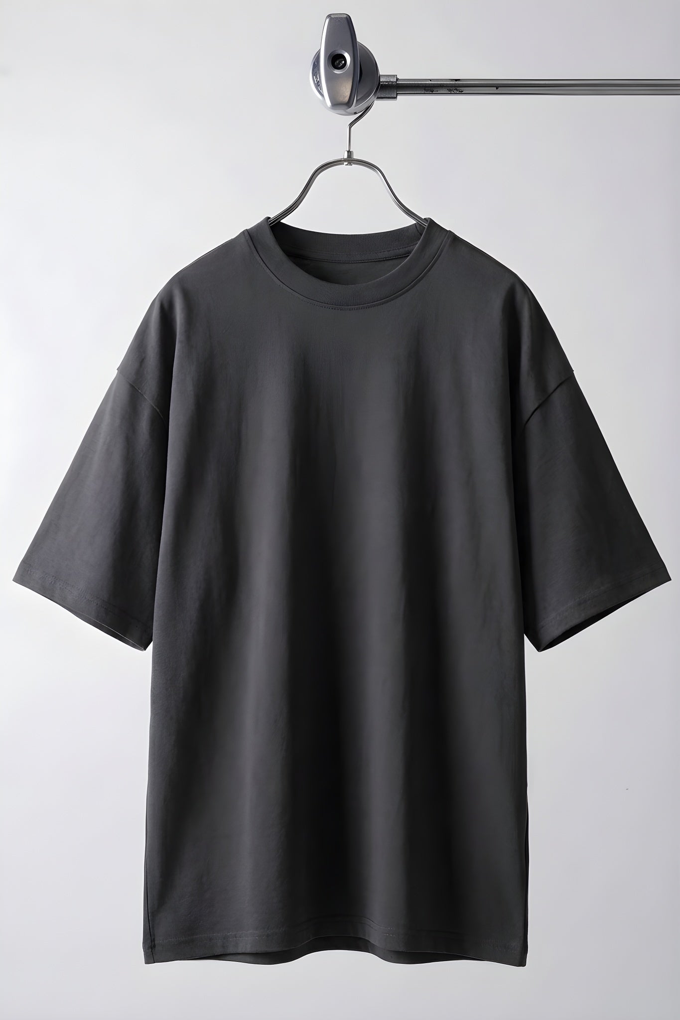 Erkek Füme Bisiklet Yaka Düz Basic Baskısız Oversize Salas T-Shirt