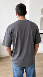 1 Adet Erkek Antrasit Melanj Basic Düz Baskısız Oversize Salas Loose Fit T-shirt