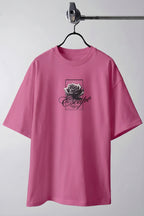 Erkek Fuşya Pembe Black Rose Oversize Fit Bol Geniş Kalıp Salaş Kesim T-shirt