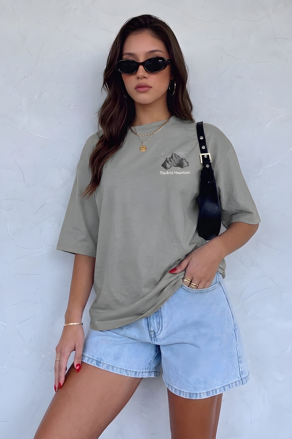 Arid Mountain Gri Oversize Salas Boyfriend Kadın T-Shirt