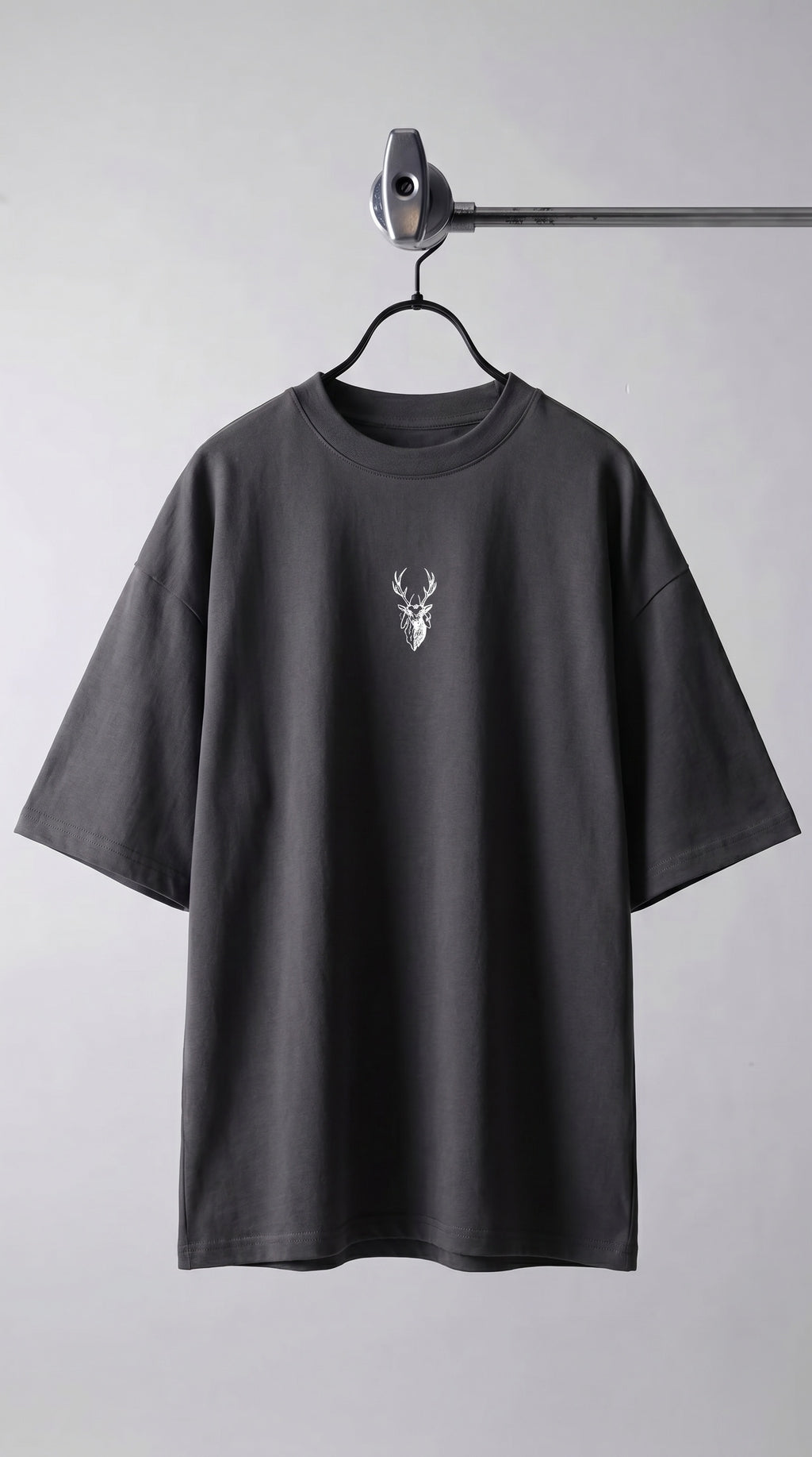 Kadın Füme Geyik Oversize Salas Boyfriend T-shirt