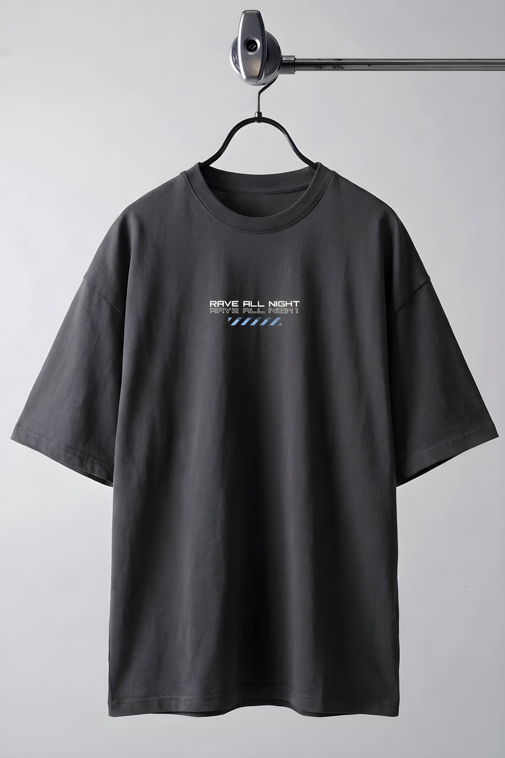 Erkek Füme Rave All Night Oversize Fit Bol Geniş Kalıp Salaş Kesim T-shirt