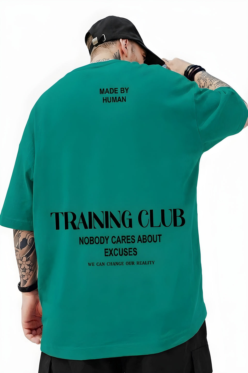 Erkek Bntn Yeşil Training Club Oversize Fit Bol Geniş Kalıp Salaş Kesim T-shirt