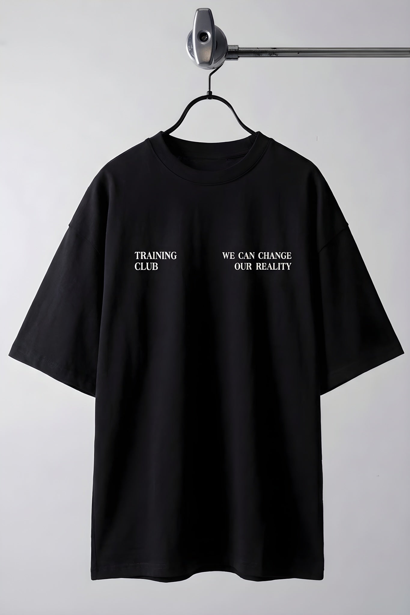 Erkek Siyah Training Club Oversize Fit Bol Geniş Kalıp Salaş Kesim T-shirt