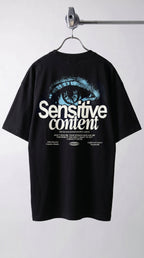Erkek Siyah Göz Baskılı Sensitive Oversize Fit Bol Geniş Kalıp Salaş Kesim T-shirt