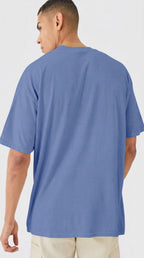Erkek Mavi Earth Oversize Fit Bol Geniş Kalıp Salaş Kesim T-shirt