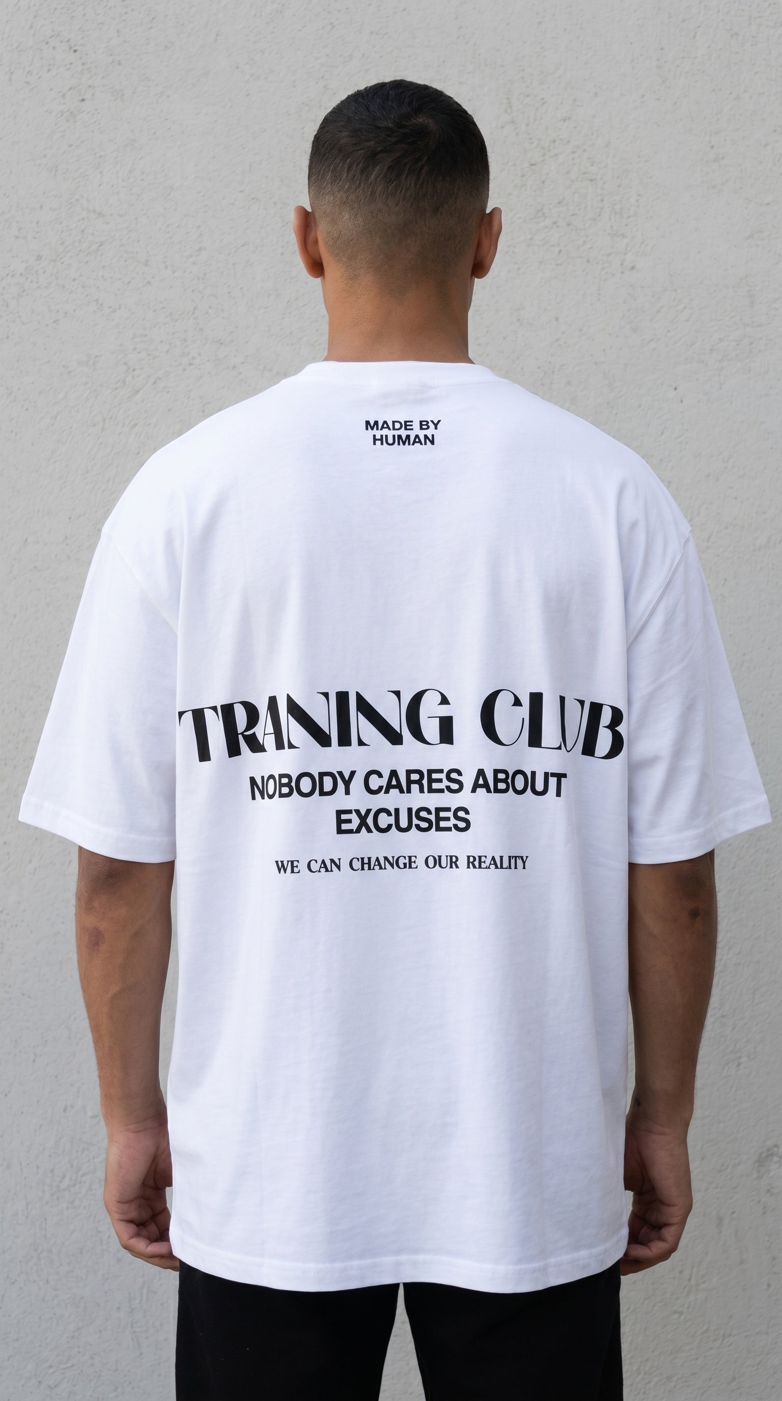 Erkek Ekru Beyaz Training Club Oversize Fit Bol Geniş Kalıp Salaş Kesim T-shirt