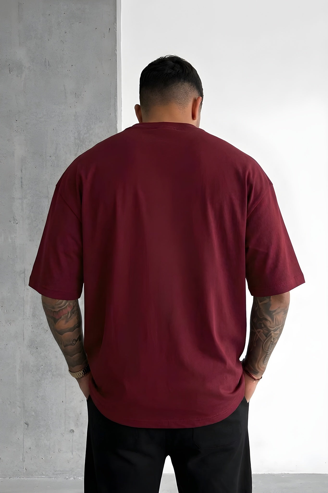 Erkek Bordo Spectacular Oversize Salas T-Shirt