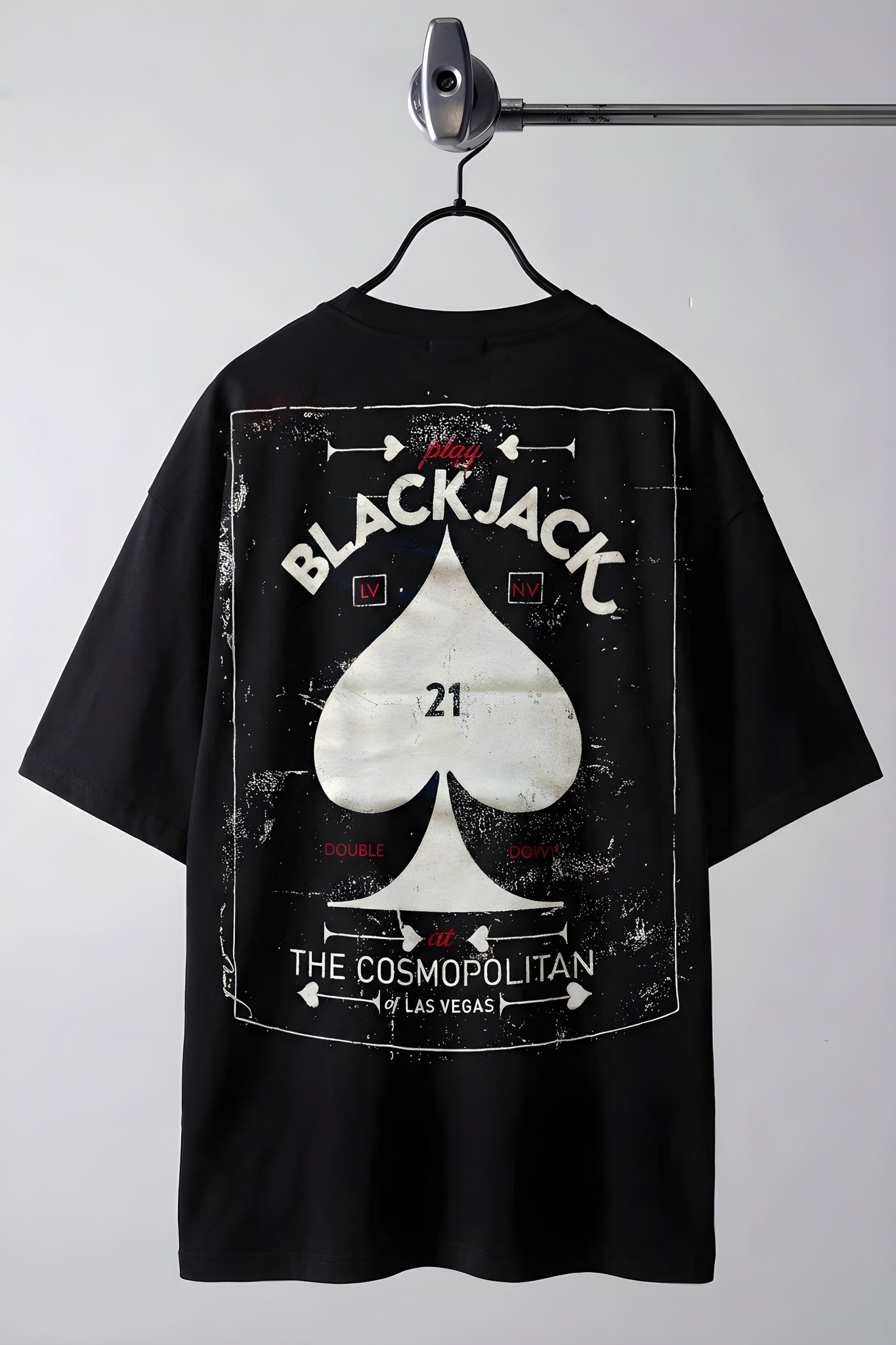 Erkek Siyah Black Jack Oversize Fit Bol Geniş Kalıp Salaş Kesim T-shirt