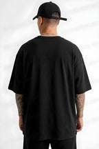 Erkek Siyah Survive Oversize Fit Bol Geniş Kalıp Salaş Kesim T-shirt
