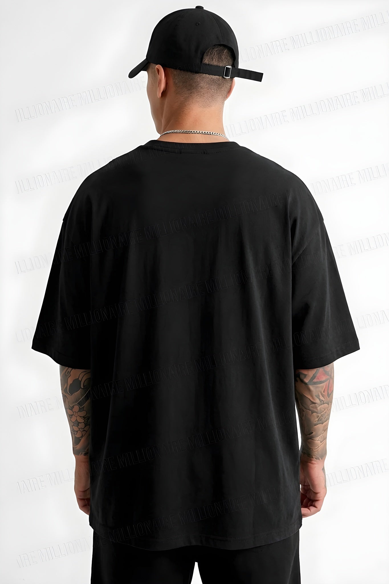 Erkek Siyah Survive Oversize Fit Bol Geniş Kalıp Salaş Kesim T-shirt