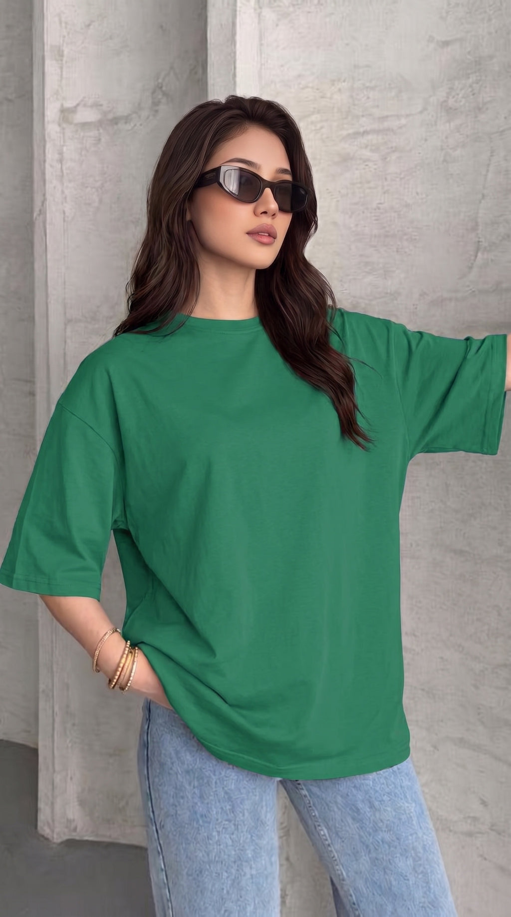 Kadın Bntn Basic Düz Baskısız Oversize Salas T-Shirt