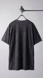 Erkek Siyah Regular Asit Yıkamalı Eskitme Efektli Boyalı T-Shirt