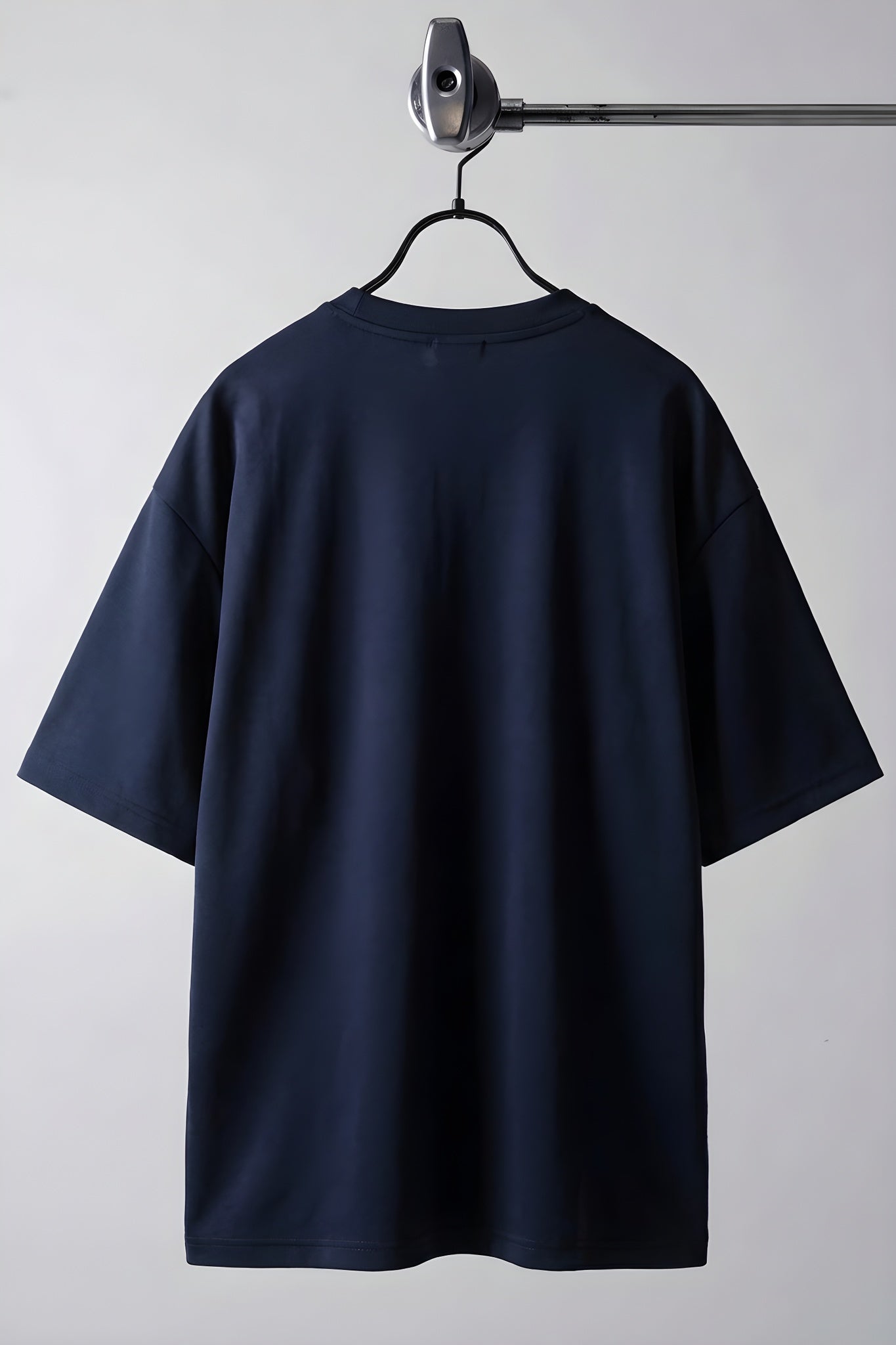 Erkek Lacivert Bisiklet Yaka Düz Basic Baskısız Oversize Salas T-Shirt