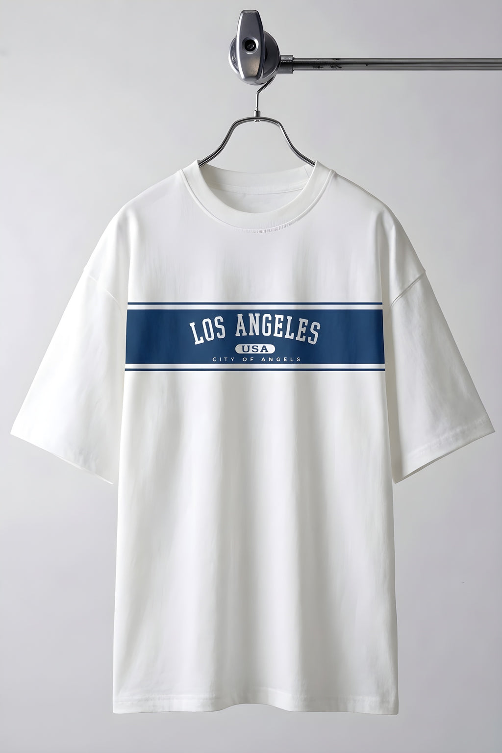 Erkek Ekru Beyaz City Of Angels Oversize Fit Bol Geniş Kalıp Salaş Kesim T-shirt