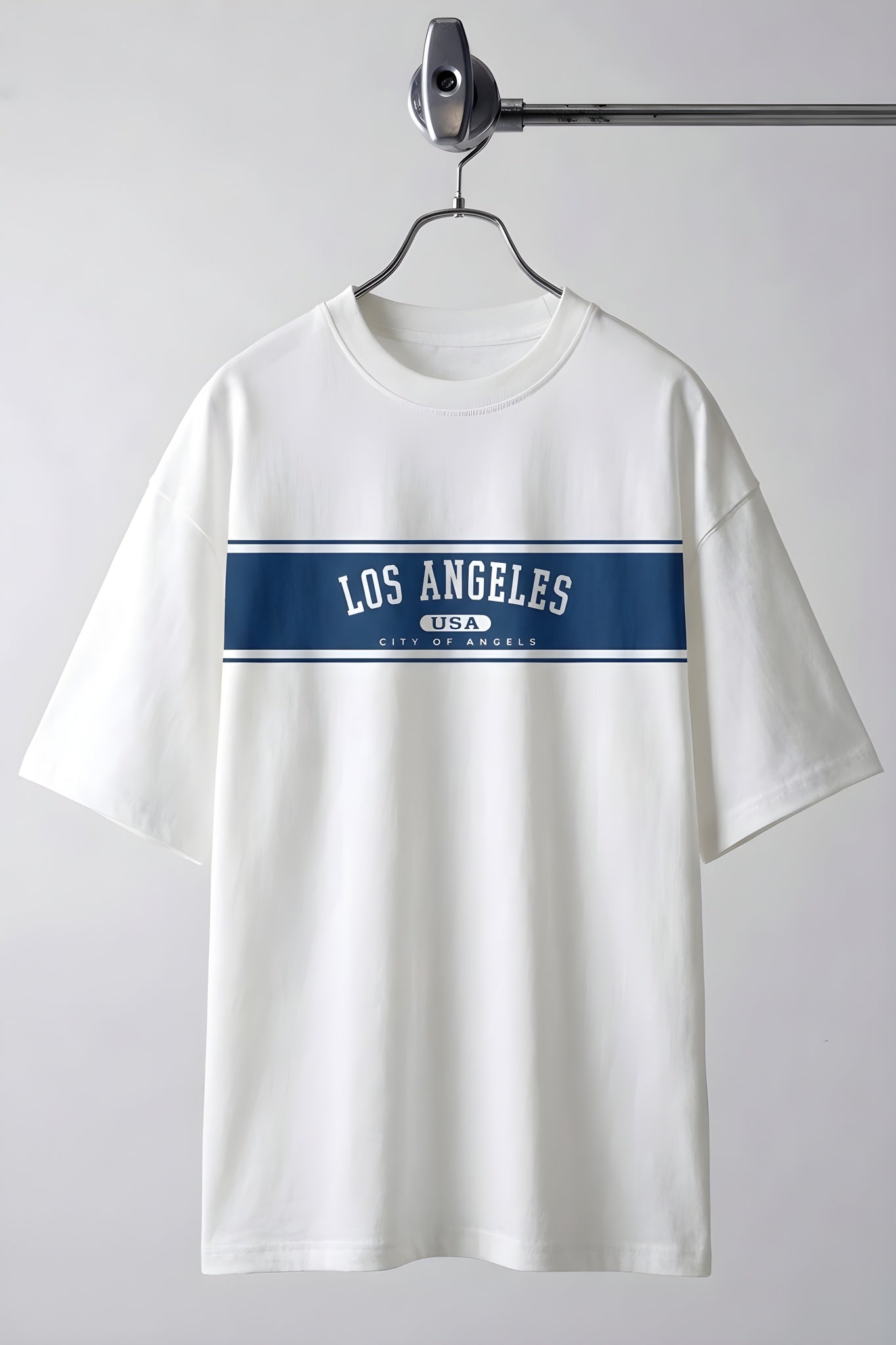 Erkek Ekru Beyaz City Of Angels Oversize Fit Bol Geniş Kalıp Salaş Kesim T-shirt