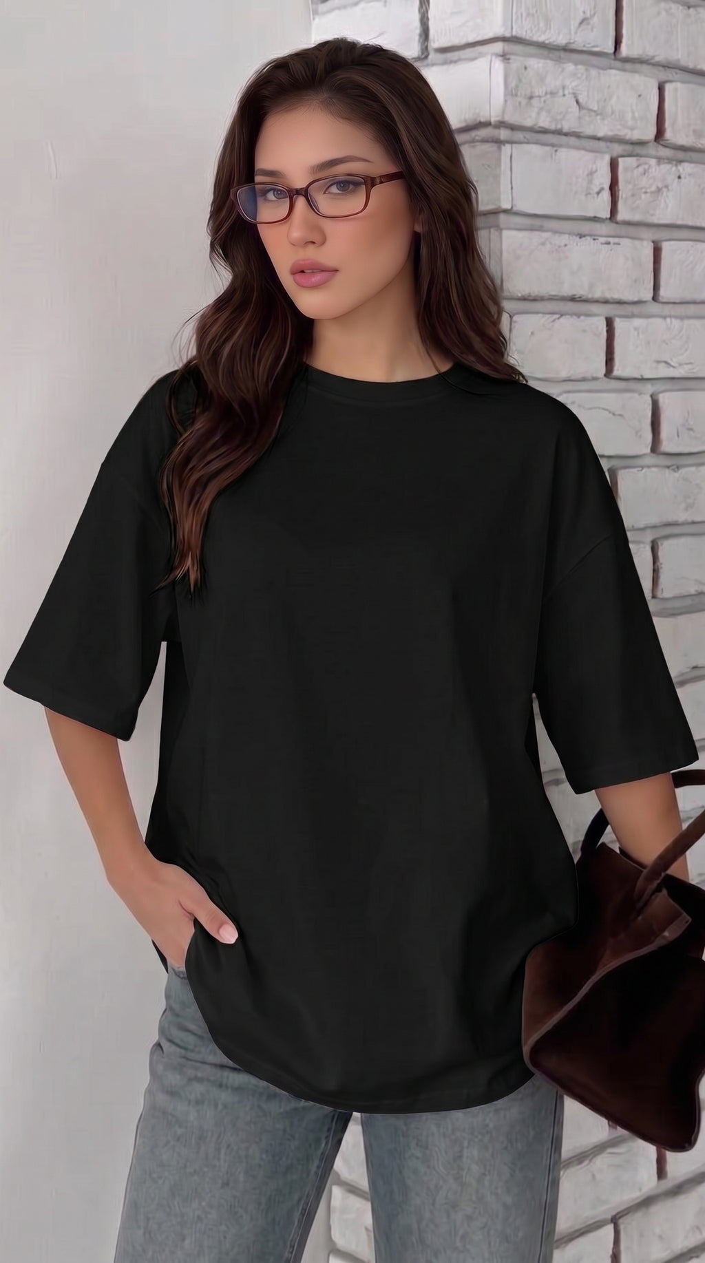 Kadın Siyah Black Jack Oversize Fit Bol Geniş Kalıp Salaş Kesim T-shirt