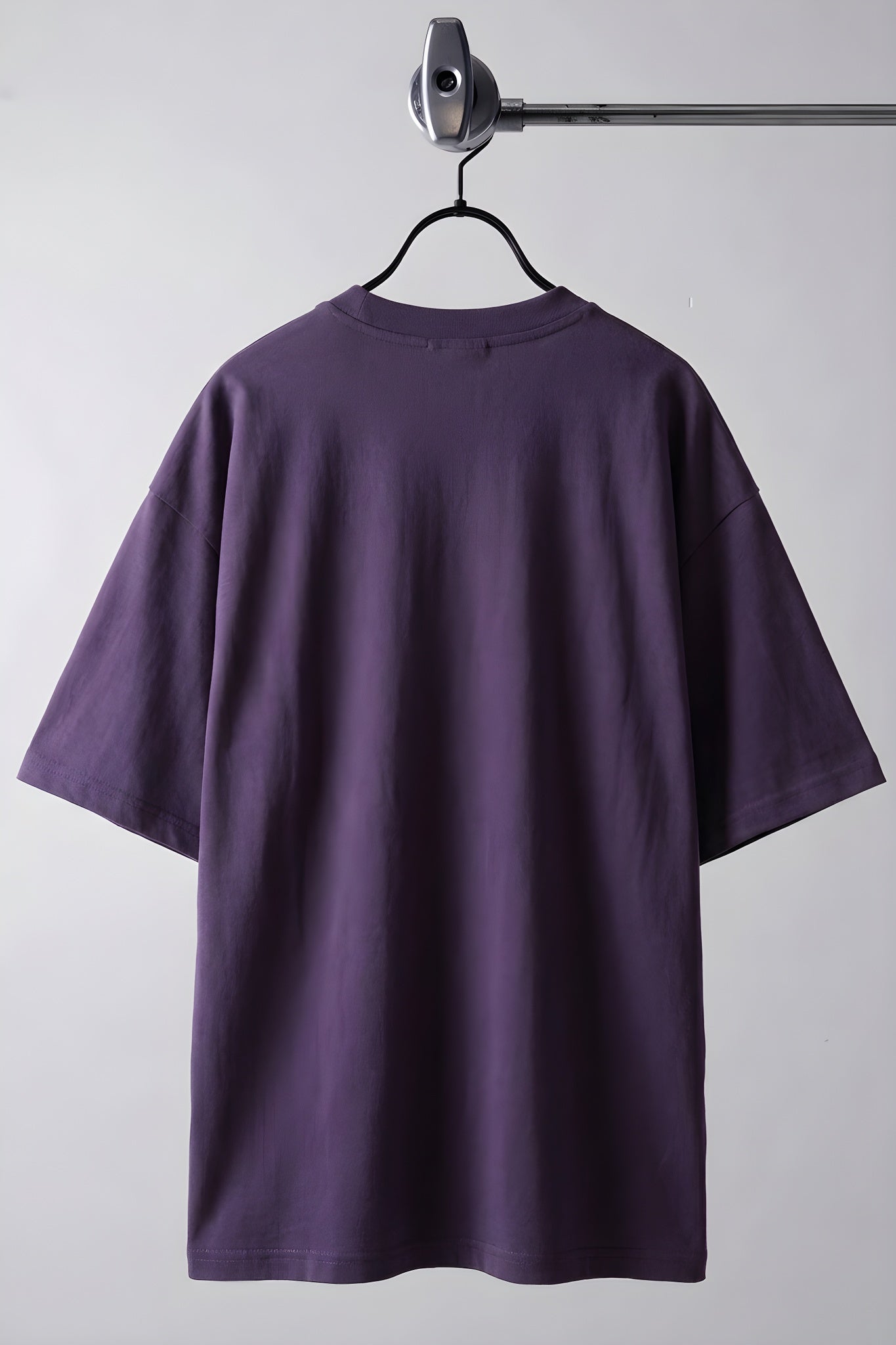 Erkek Mor Basic Düz Baskısız Oversize Salas Boyfriend T-Shirt