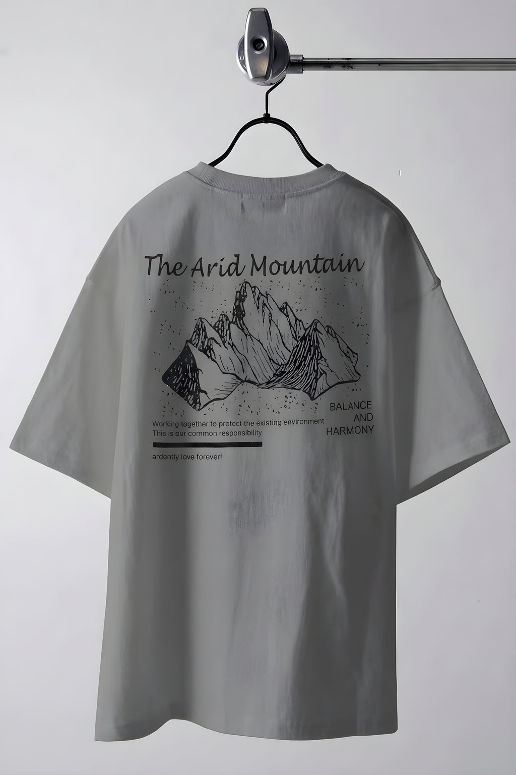 Erkek Arid Mountain Oversize Gri Salas T-Shirt