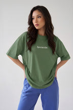 Spectacular Açık Yeşil Oversize Salas Boyfriend Kadın T-Shirt