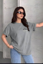 Arid Mountain Gri Oversize Salas Boyfriend Kadın T-Shirt