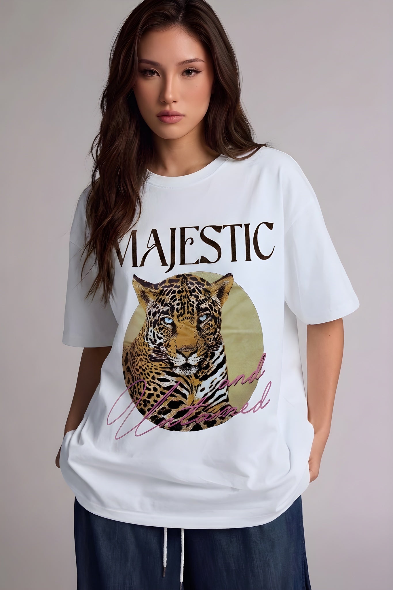Kadın Ekru Beyaz Majestic Oversize Fit Bol Geniş Kalıp Salaş Kesim T-shirt