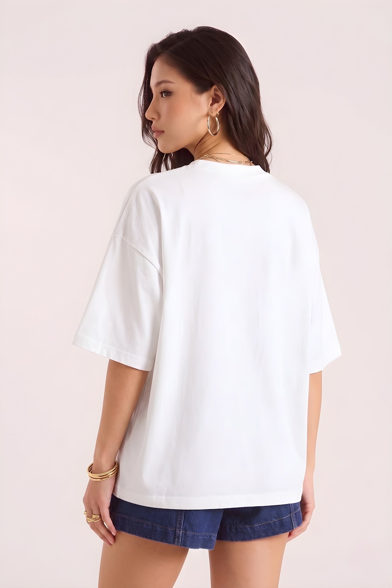 Optimistic Beyaz Oversize Salas Boyfriend Kadın T-Shirt