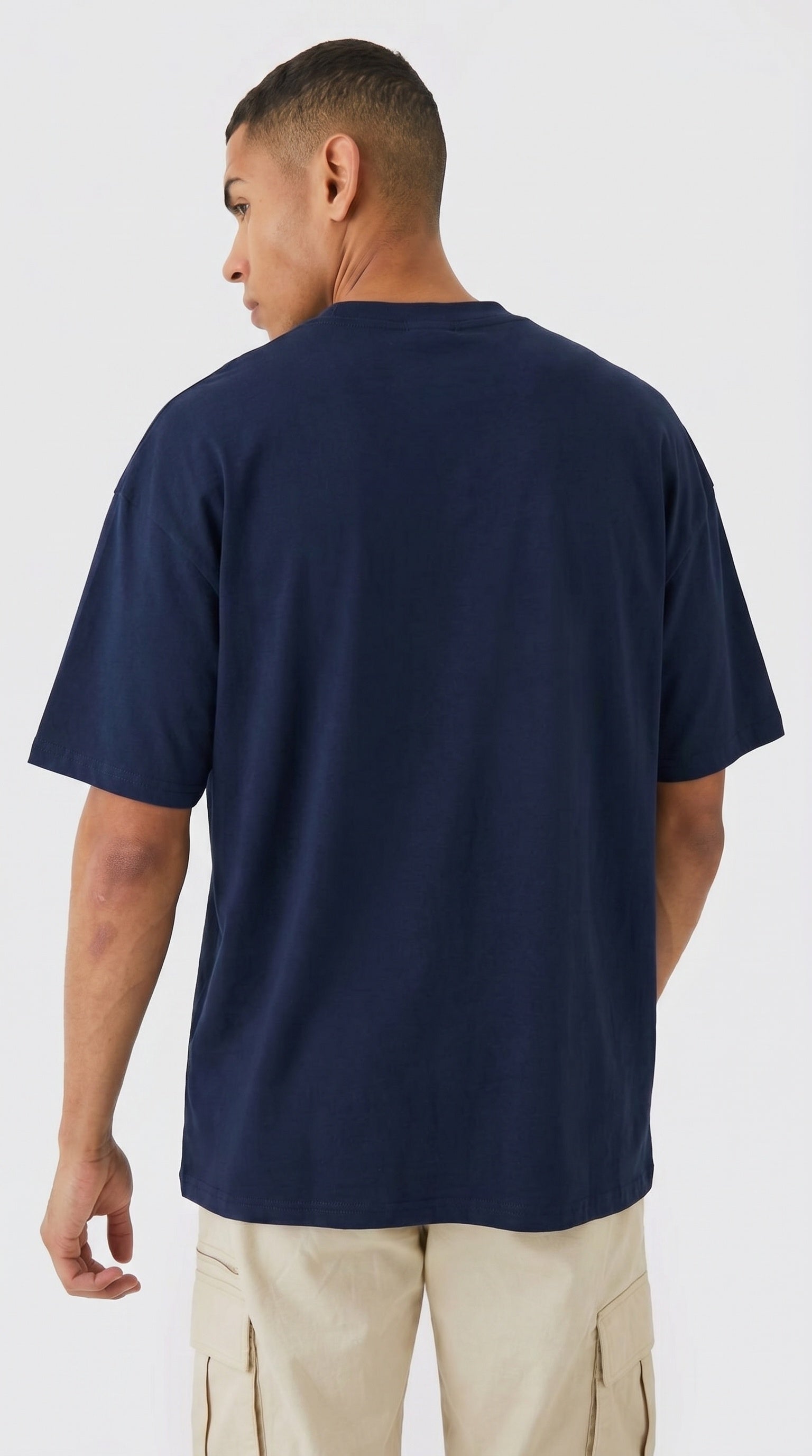 Erkek Lacivert Earth Oversize Fit Bol Geniş Kalıp Salaş Kesim T-shirt