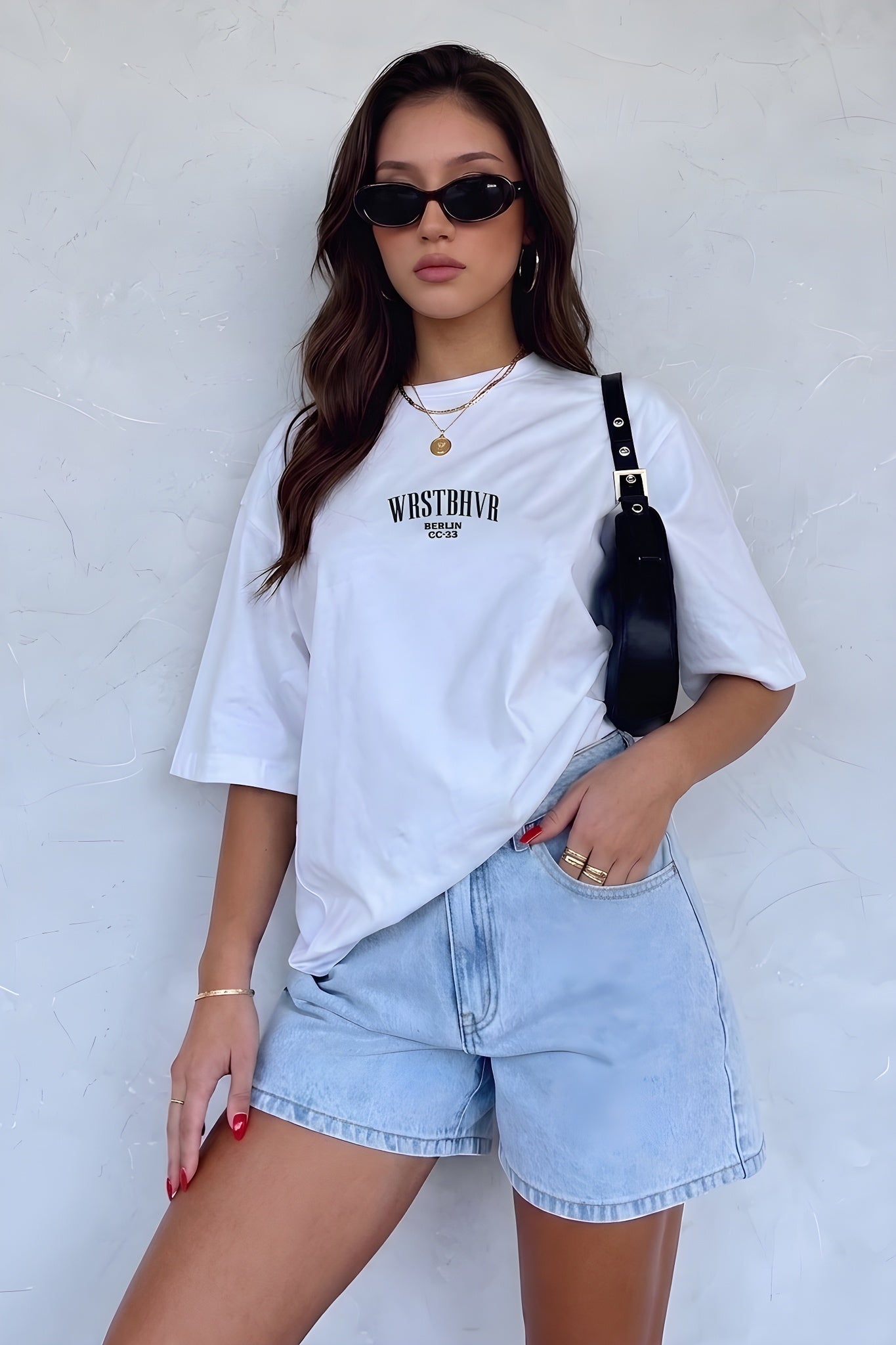 Dont Announce Beyaz Oversize Salas Boyfriend Kadın T-Shirt