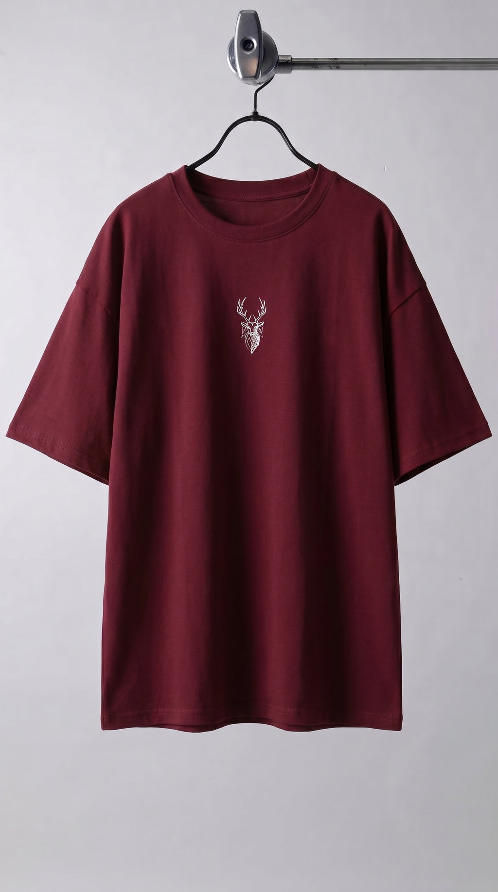Kadın Bordo Geyik Oversize Salas Boyfriend T-shirt