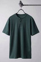 Erkek Haki Henley Yaka Tişört Üç Düğmeli Patlı Fitilli Regular T-shirt