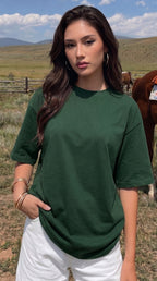 Kadın Nefti Basic Düz Baskısız Oversize Salas T-Shirt