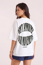 Dont Announce Beyaz Oversize Salas Boyfriend Kadın T-Shirt