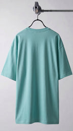 Erkek Turkuaz Basic Düz Baskısız Oversize Salas T-Shirt