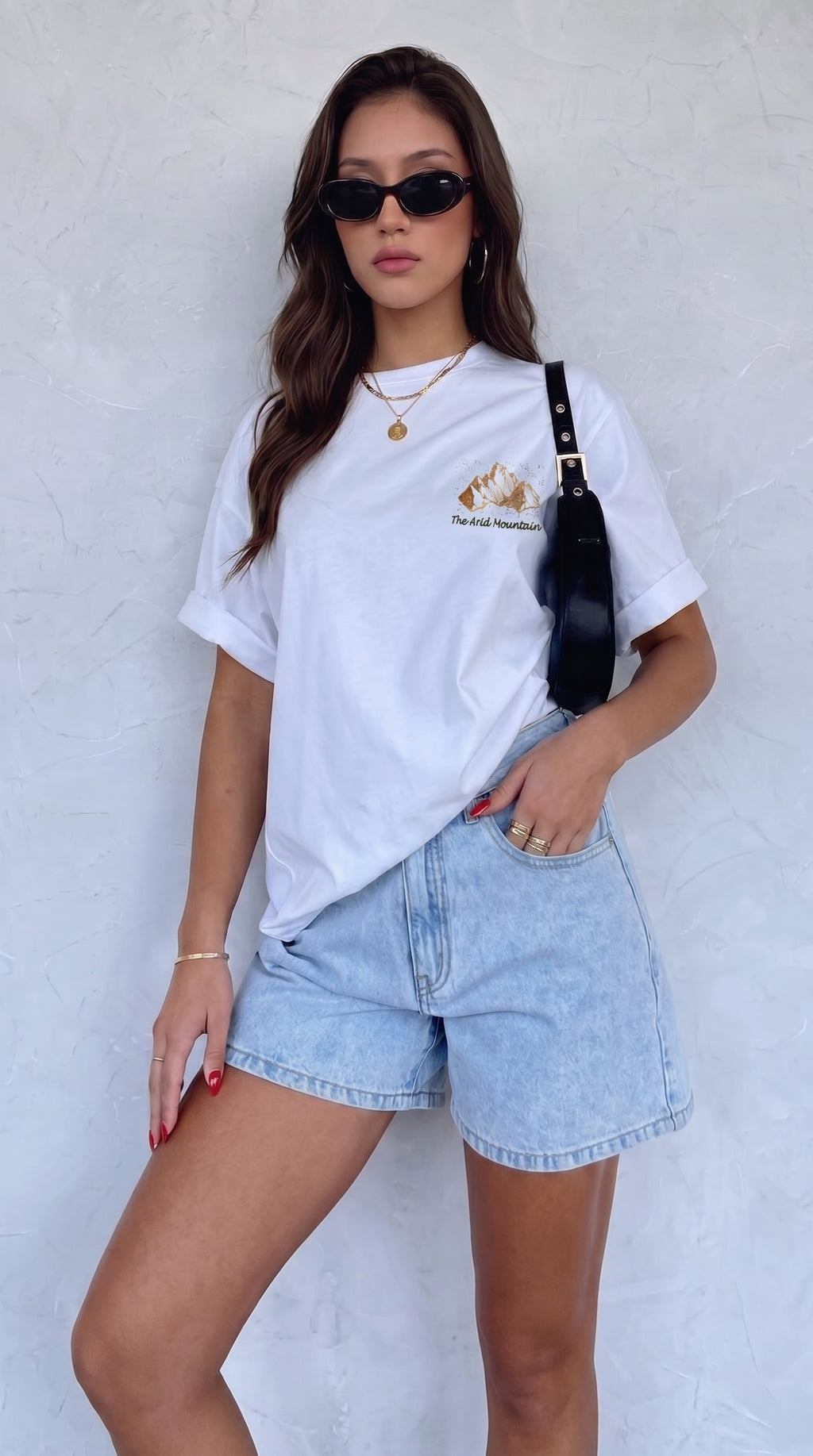 Arid Mountain Beyaz Oversize Salas Boyfriend Kadın T-Shirt