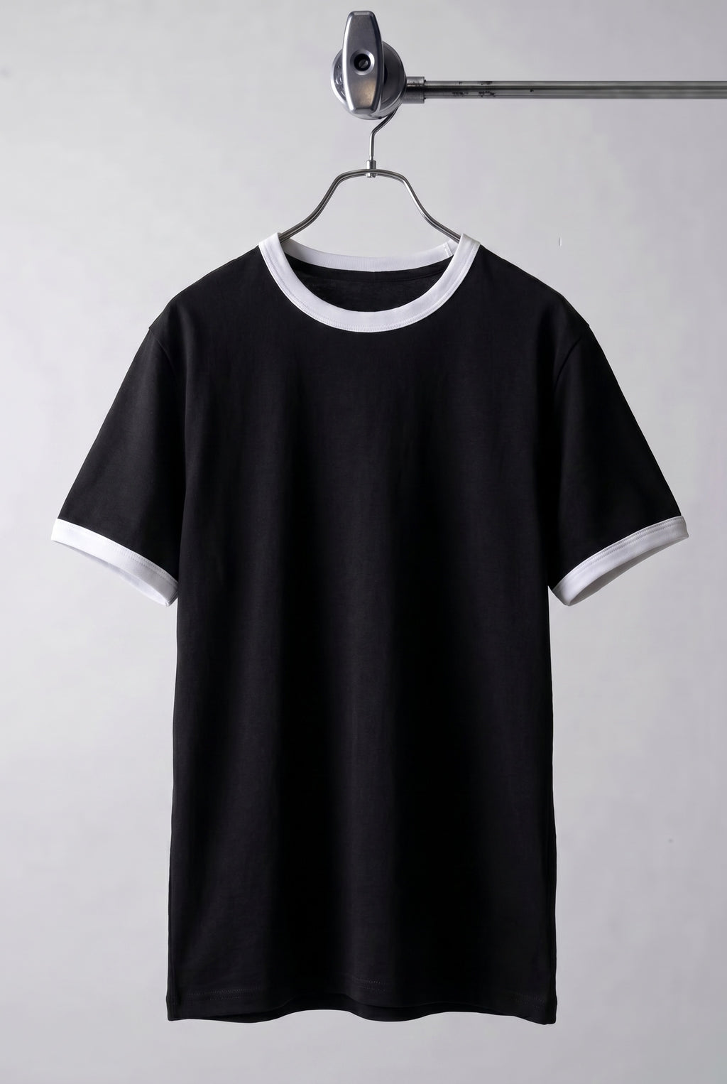 Erkek Siyah Renkli Tişört Bisiklet Yaka Kol Garnili Regular T-shirt