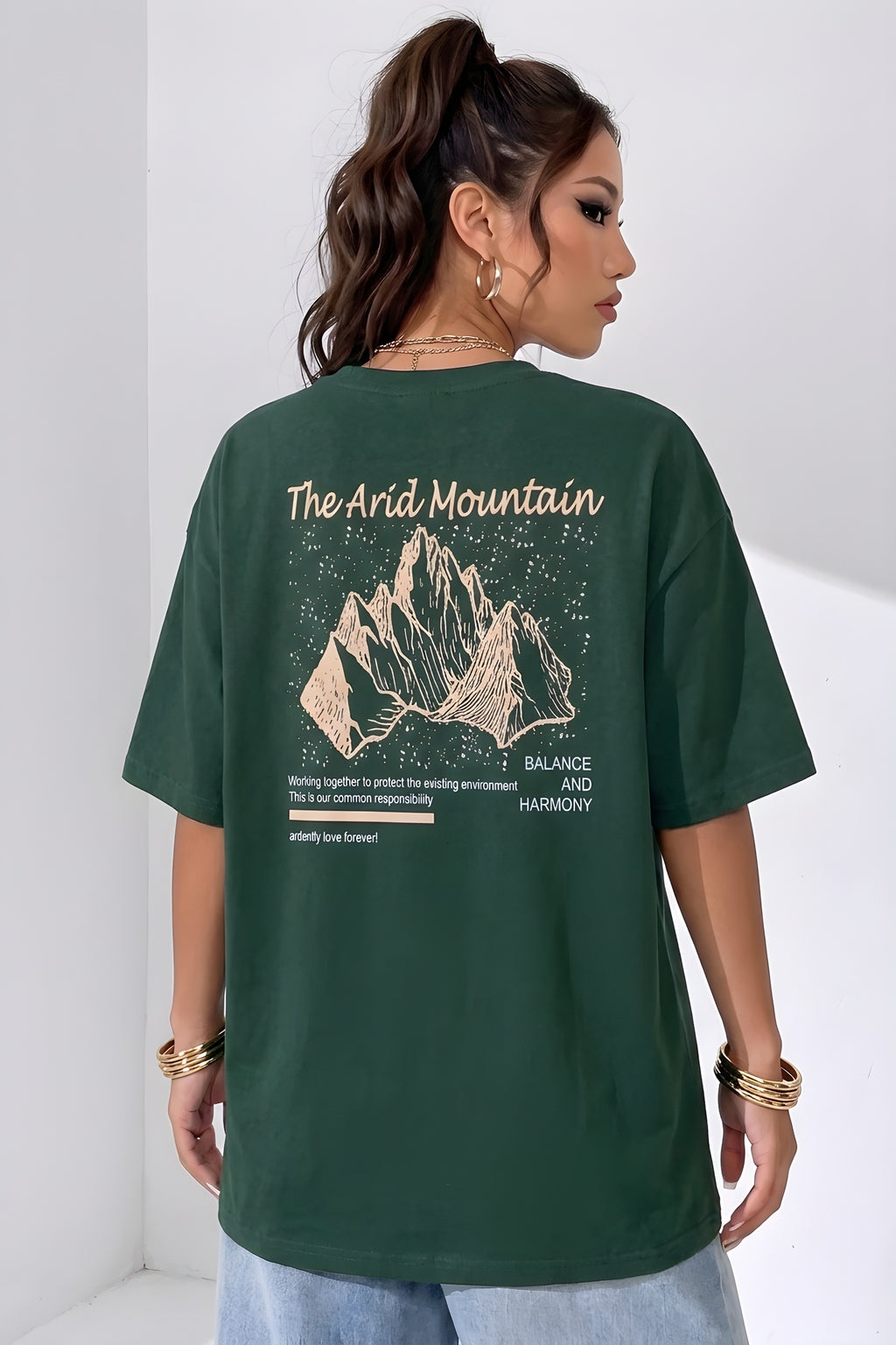 Arid Mountain Yeşil Oversize Salas Boyfriend Kadın T-Shirt
