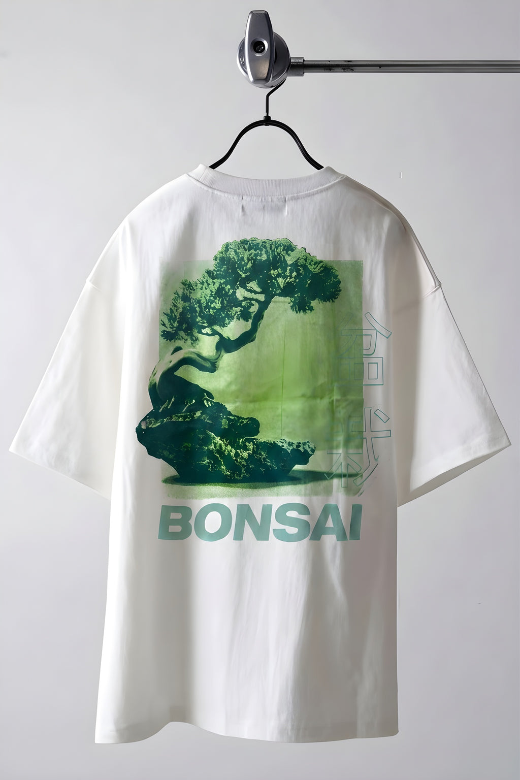 Erkek Ekru Beyaz Bonsai Oversize Fit Bol Geniş Kalıp Salaş Kesim T-shirt