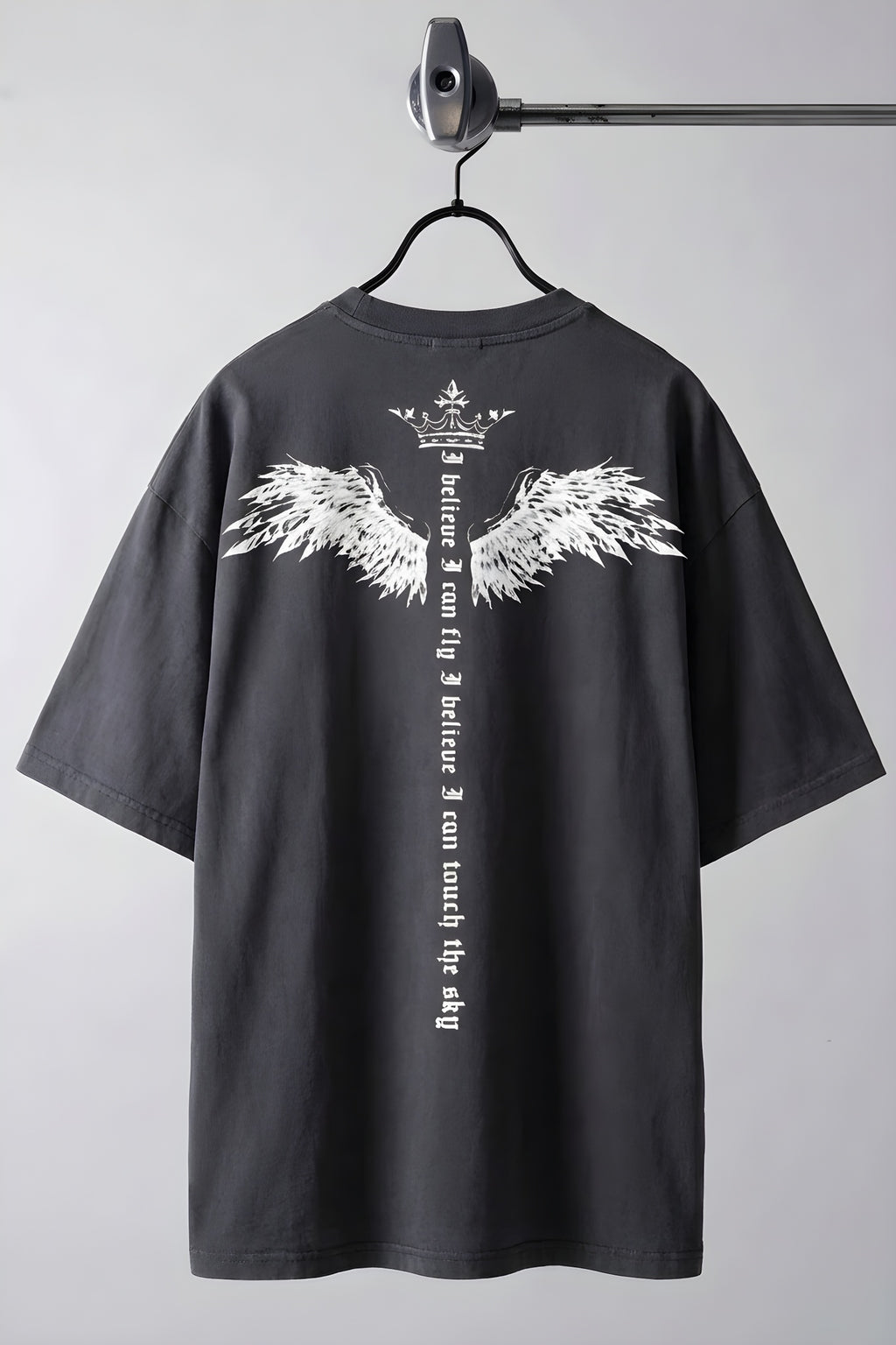 Erkek Füme I Can Fly Oversize Fit Bol Geniş Kalıp Salaş Kesim T-shirt