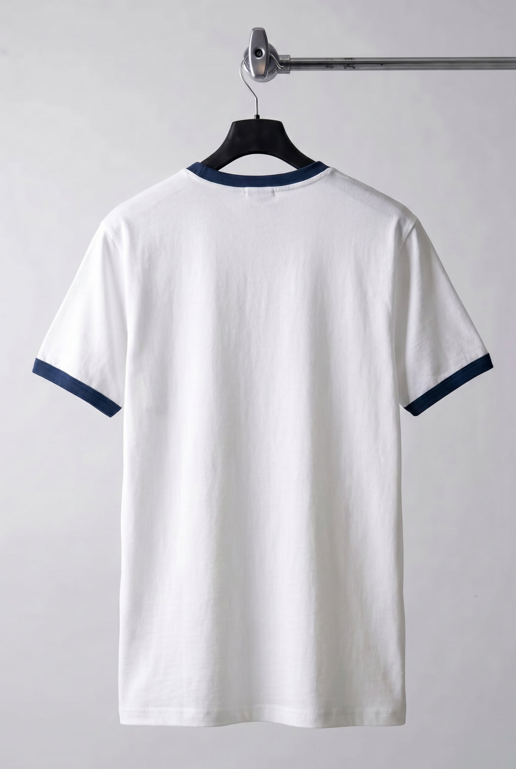 Erkek Beyaz Renkli Tişört Bisiklet Yaka Kol Garnili Regular T-shirt