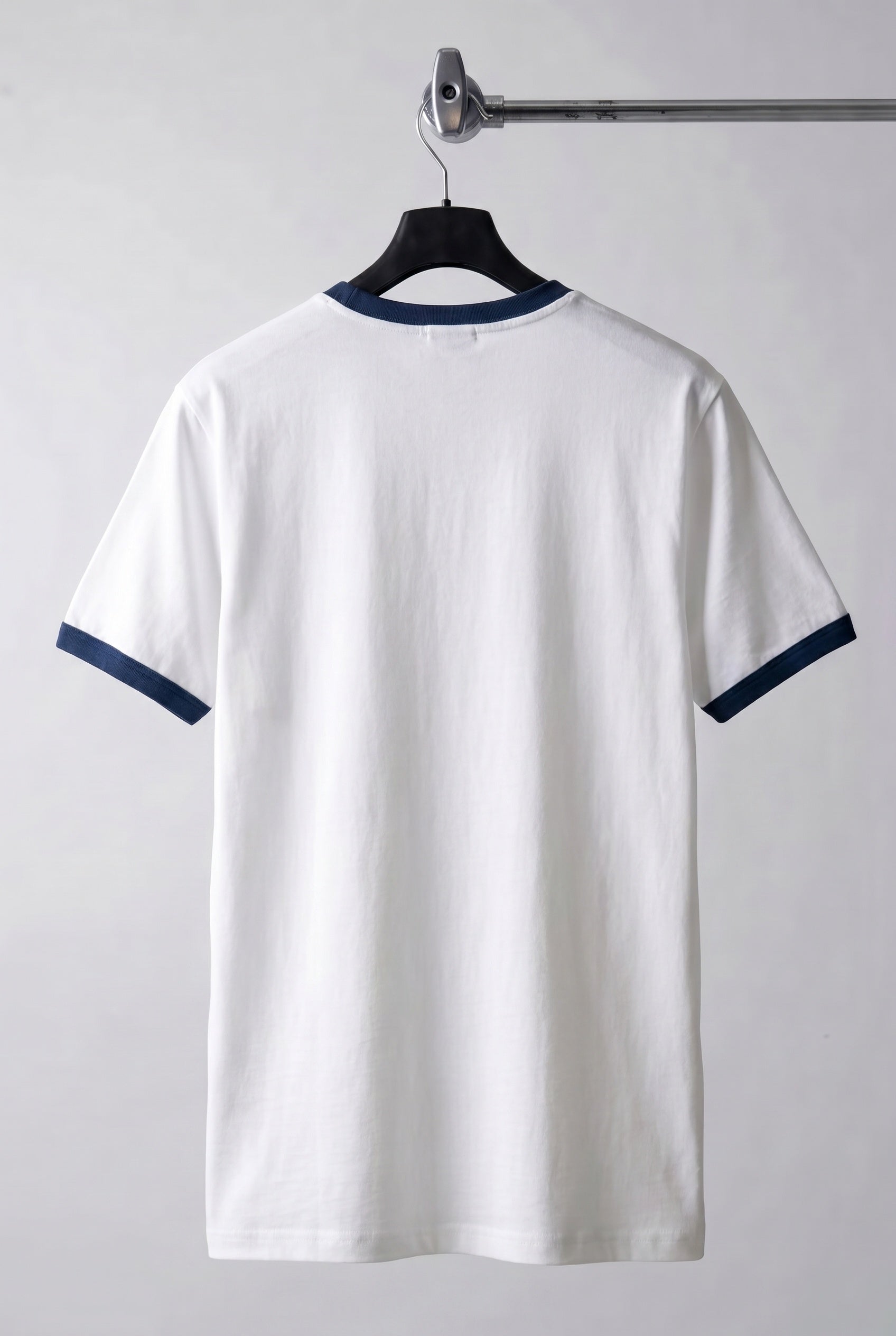 Erkek Beyaz Renkli Tişört Bisiklet Yaka Kol Garnili Regular T-shirt
