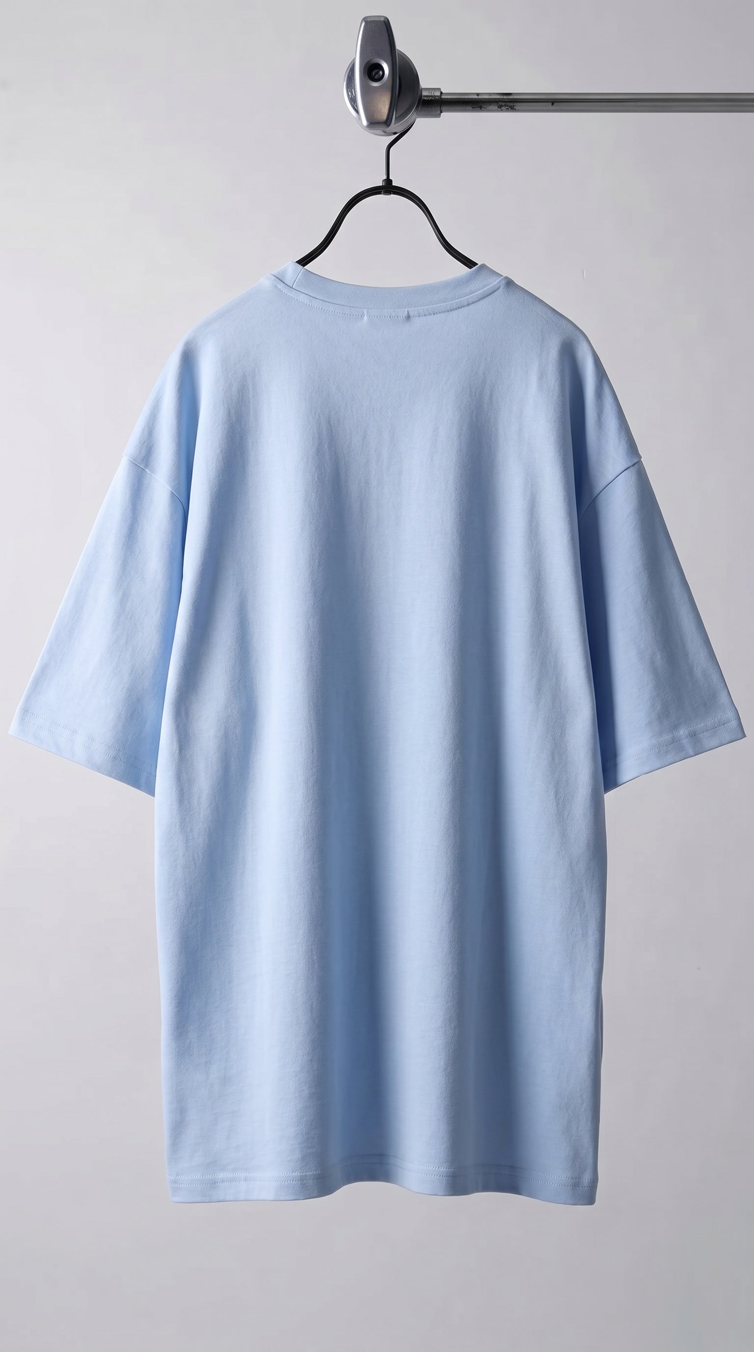 1 Adet Erkek Açık Bebe Mavi Basic Düz Baskısız Oversize Salas Loose Fit T-shirt