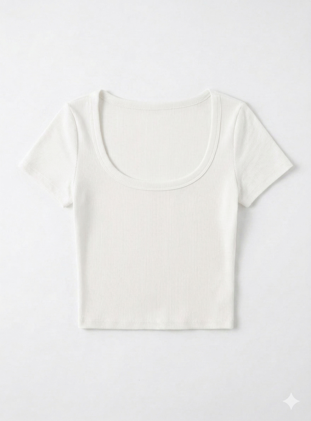 Kadın Beyaz U Yaka Kısa Kollu Fitilli Kaşkorse Body T-Shirt