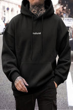 Erkek Antrasit Natural 3 iplik Şardonlu Kapüşonlu Kanguru Cepli Oversize Salaş Hoodie Sweatshirt