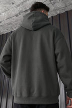 Erkek Antrasit Natural 3 iplik Şardonlu Kapüşonlu Kanguru Cepli Oversize Salaş Hoodie Sweatshirt