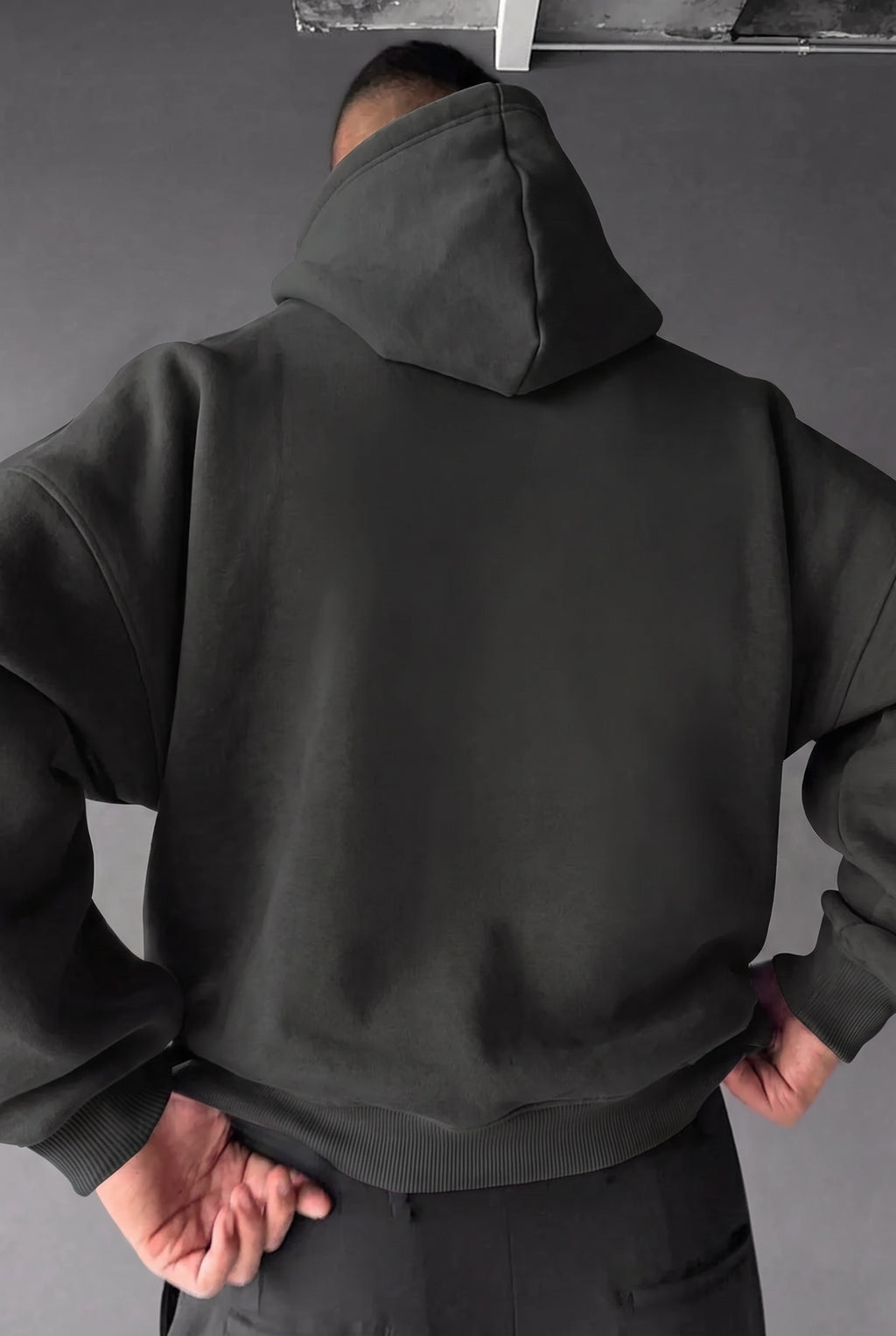 Erkek Antrasit Natural 3 iplik Şardonlu Kapüşonlu Kanguru Cepli Oversize Salaş Hoodie Sweatshirt