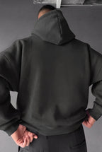 Erkek Antrasit Natural 3 iplik Şardonlu Kapüşonlu Kanguru Cepli Oversize Salaş Hoodie Sweatshirt
