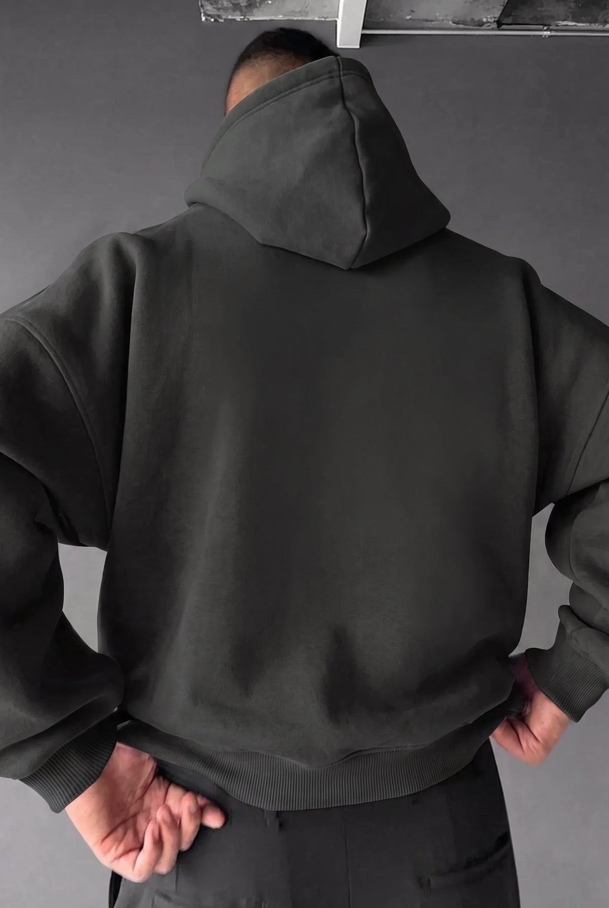 Erkek Antrasit Natural 3 iplik Şardonlu Kapüşonlu Kanguru Cepli Oversize Salaş Hoodie Sweatshirt