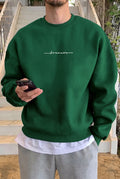 Erkek Bntn Yeşil Dreamer Baskılı 0 Sıfır Yaka Oversize Salaş Bol Kesim Polar Sweatshirt